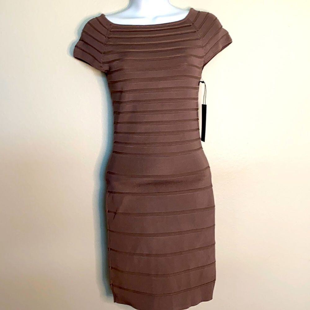NWT Kerisma Bandage Bodycon Dress in Taupe Size S very Stretchy